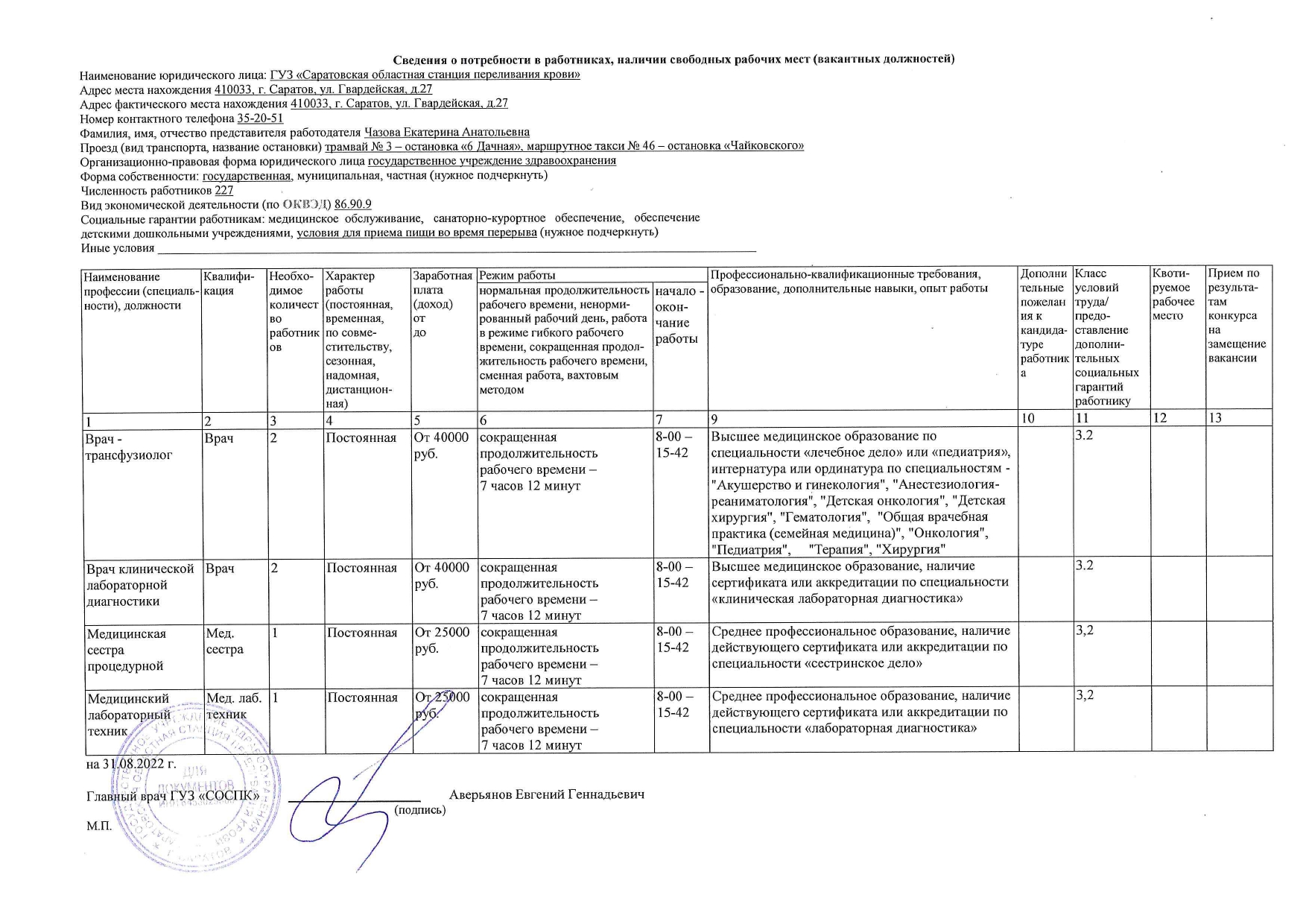 ВАКАНСИИ — Саратовской областной Центр Крови — СОСПК Саратов, доноры  Саратова, сдать кровь в Саратове